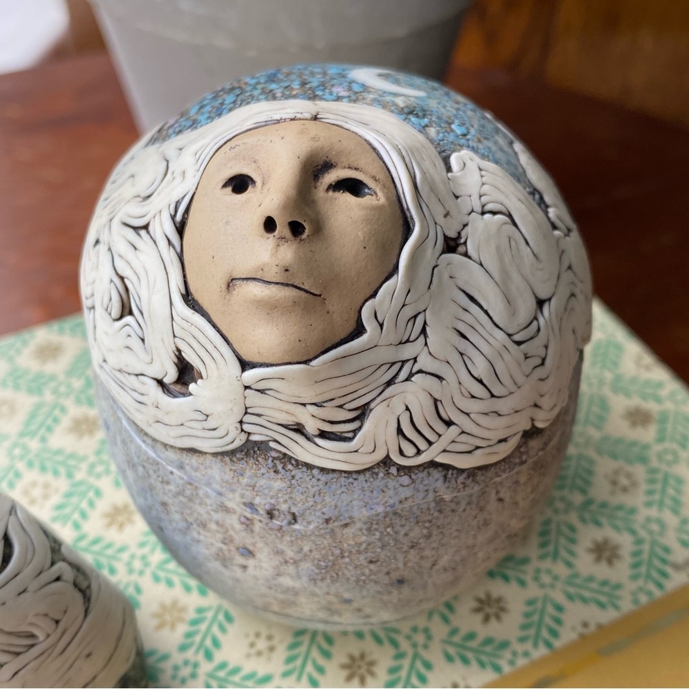 Incense Burners Handcrafted Porcelain Ceramic Art with Faces EUC